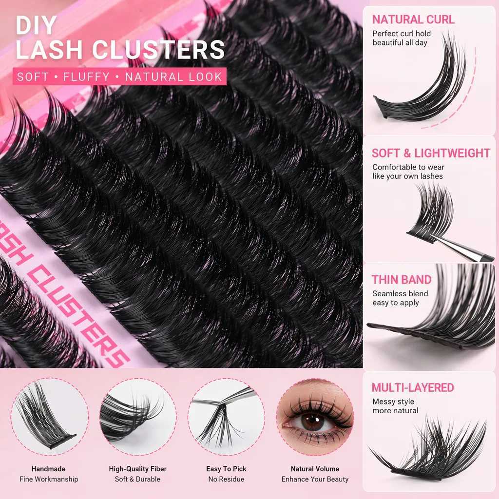 QIUNING 800PCS Lash Extension Kit DIY Clusters Eyelash Extension Kit Lashes Kit with Lash Bond and Seal Lash Tweezers C260930 - view 3