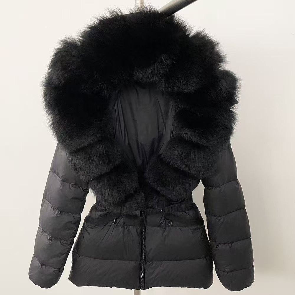 Hot Selling Women's Winter Short Coat Jacket Luxury Fashion White Duck down with Warm Fluffy Fur Collar Polyester Lining - view 3
