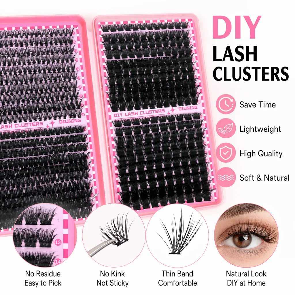 QIUNING 800PCS Lash Extension Kit DIY Clusters Eyelash Extension Kit Lashes Kit with Lash Bond and Seal Lash Tweezers C260930 - view 4