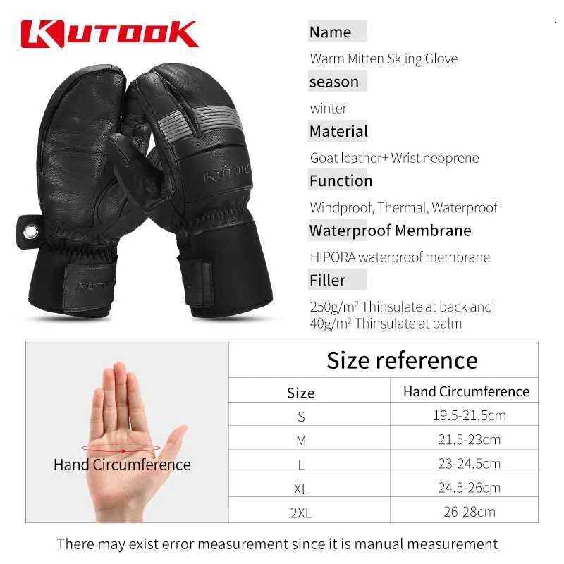 Gloves Ski KUTOOK Thermal Winter Skiing Snowboard Gloves Mittens Leather Outdoor Snow Gloves for Skiing Protection Accessories N260811 - view 7
