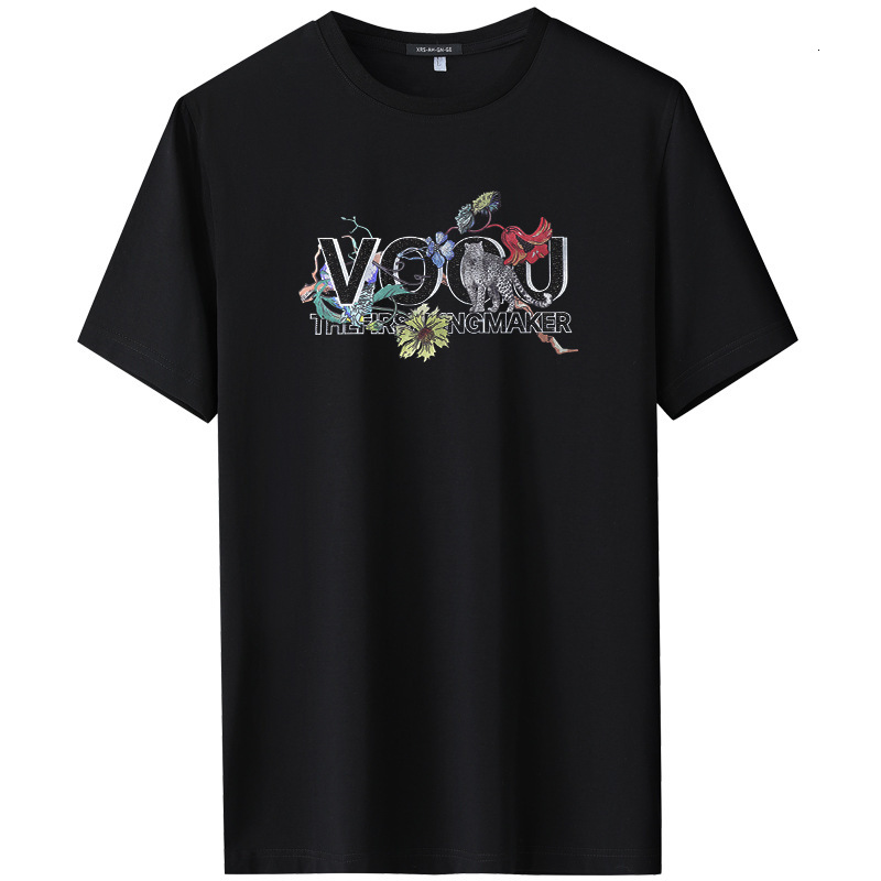 High-end Trendy Brand Men's Short-sleeve T-shirt With Letter And Floral Creative Patterns Niche Design Sophisticated And Unique Fashion Tee - view 6