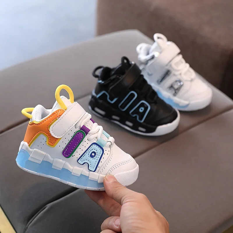 Letter Pattern Hook Loop Colorful Children Sports Shoes Breathable Comfortable Casual Sneakers Kids Outdoor Non Slip Fashion L260812
