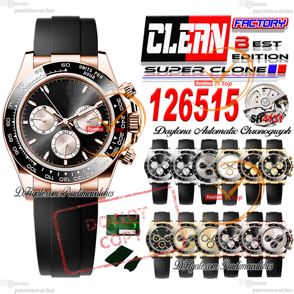 126515 SH4131 Cronografo Automatico Da Uomo Orologio Pulito 40 Mm Lunetta In Ce…