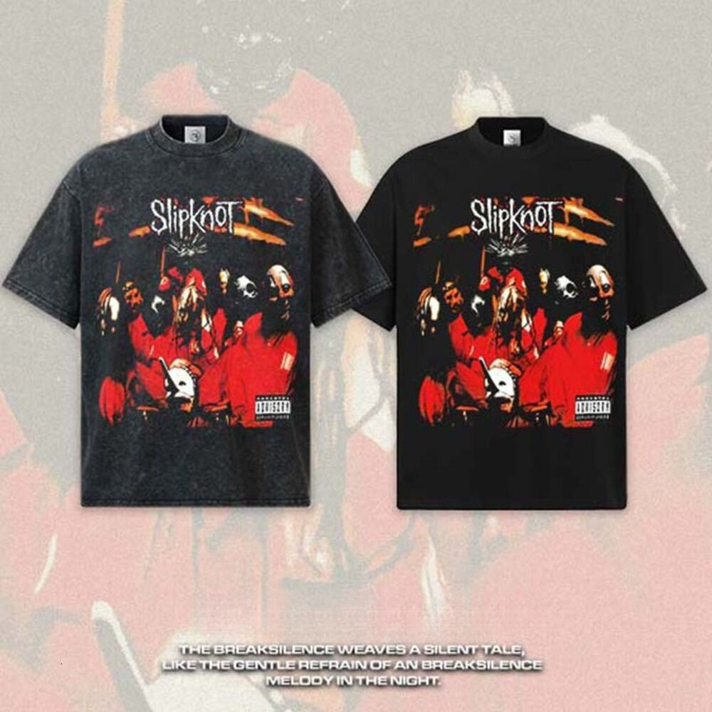 2026 washed T-Shirt Summer New Slipknot European and American High Street Combed Cotton Heavy Knit Round Neck Short Sleeve Men's Top - view 5