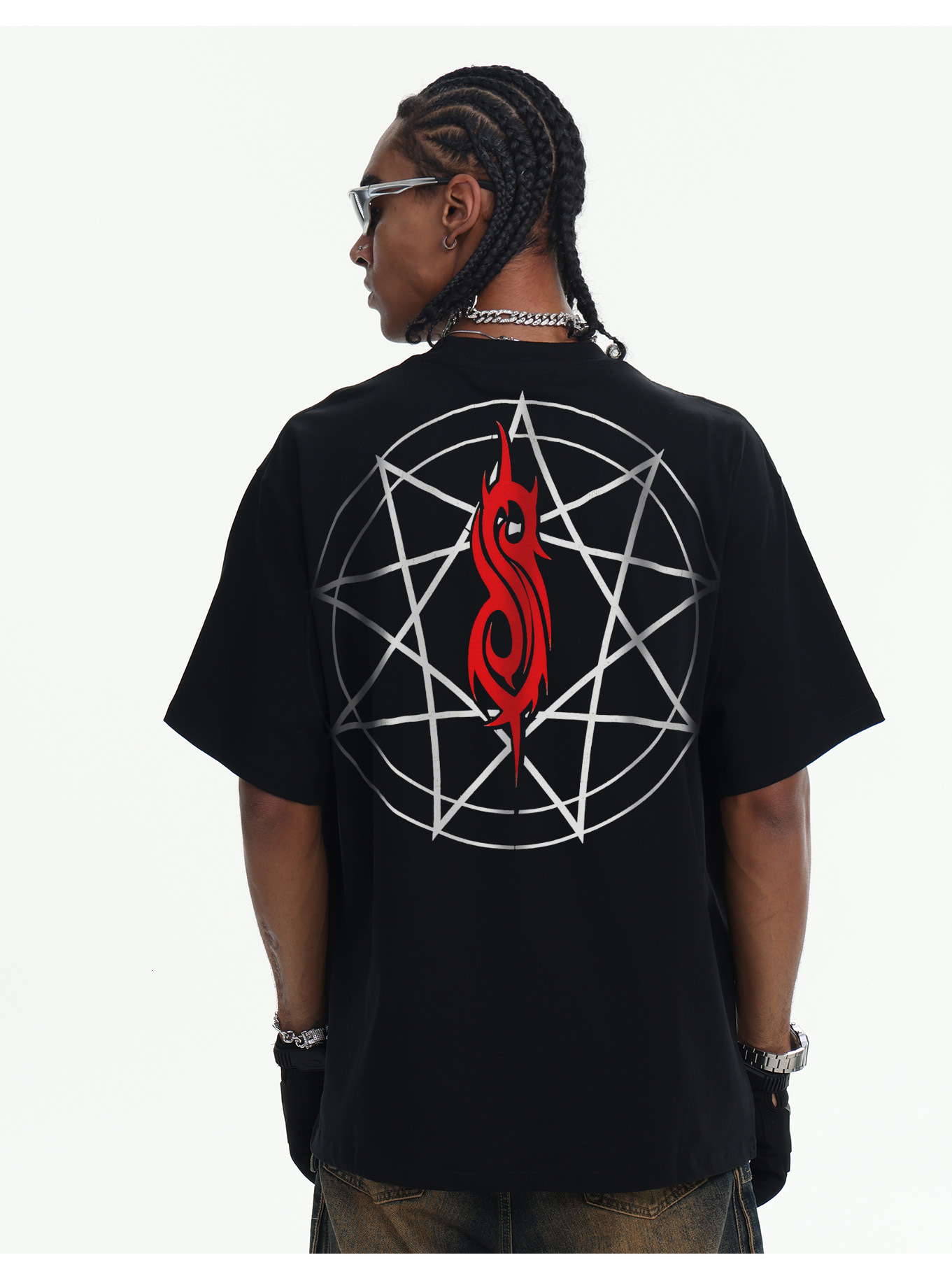 2026 washed T-Shirt Summer New Slipknot European and American High Street Combed Cotton Heavy Knit Round Neck Short Sleeve Men's Top - view 7