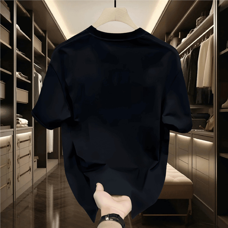 The Designer's New Minimalist And Versatile Summer Style Korean-style Men's Short-sleeved Pure Cotton Round-neck High-end White T-shirt For  - view 5
