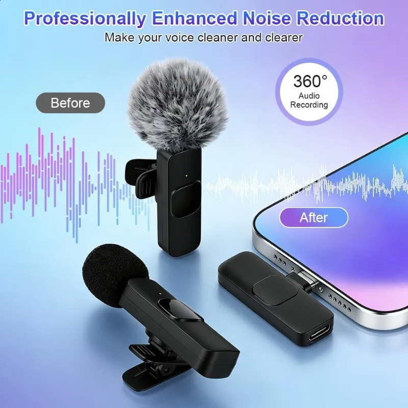 Wireless Lavalier Microphone for iPhone Android Mini Mic with Noise Cancellation Wireless Mic for Video Recording Interview Pod 260811 - view 1