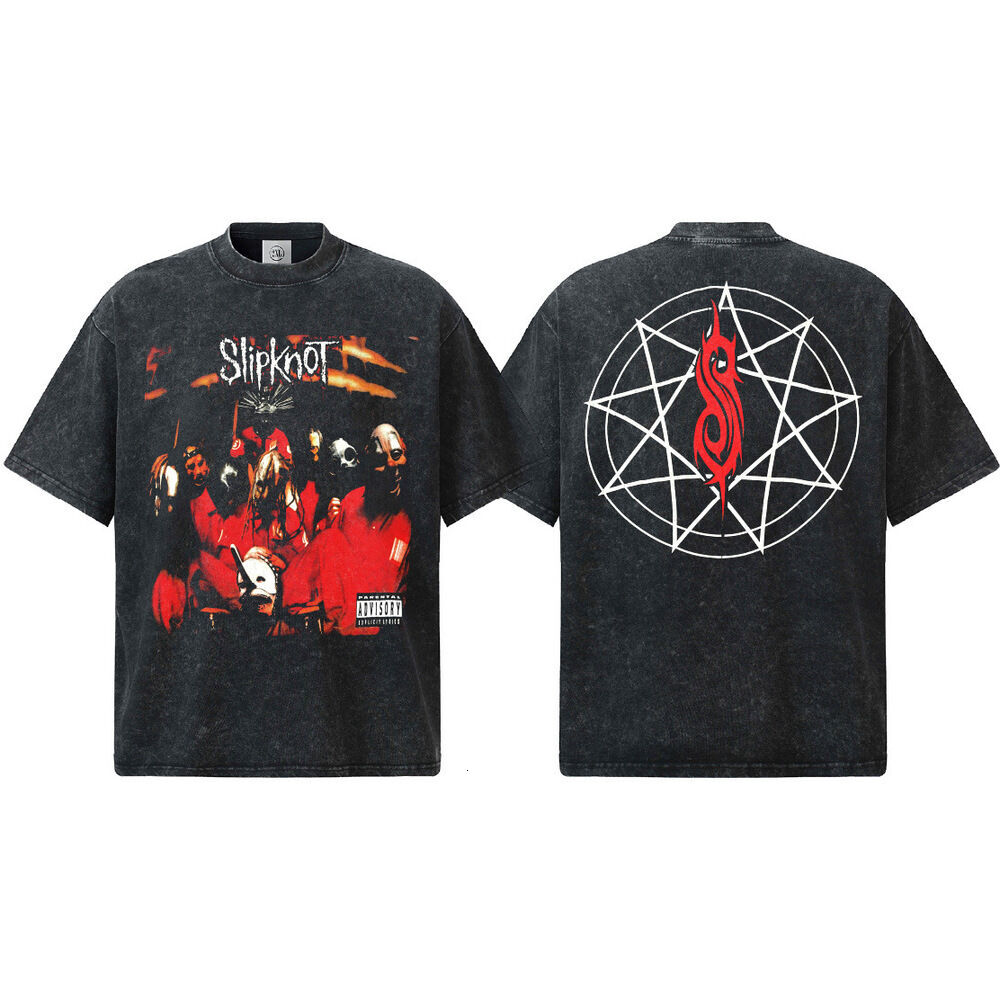 2026 washed T-Shirt Summer New Slipknot European and American High Street Combed Cotton Heavy Knit Round Neck Short Sleeve Men's Top - view 6