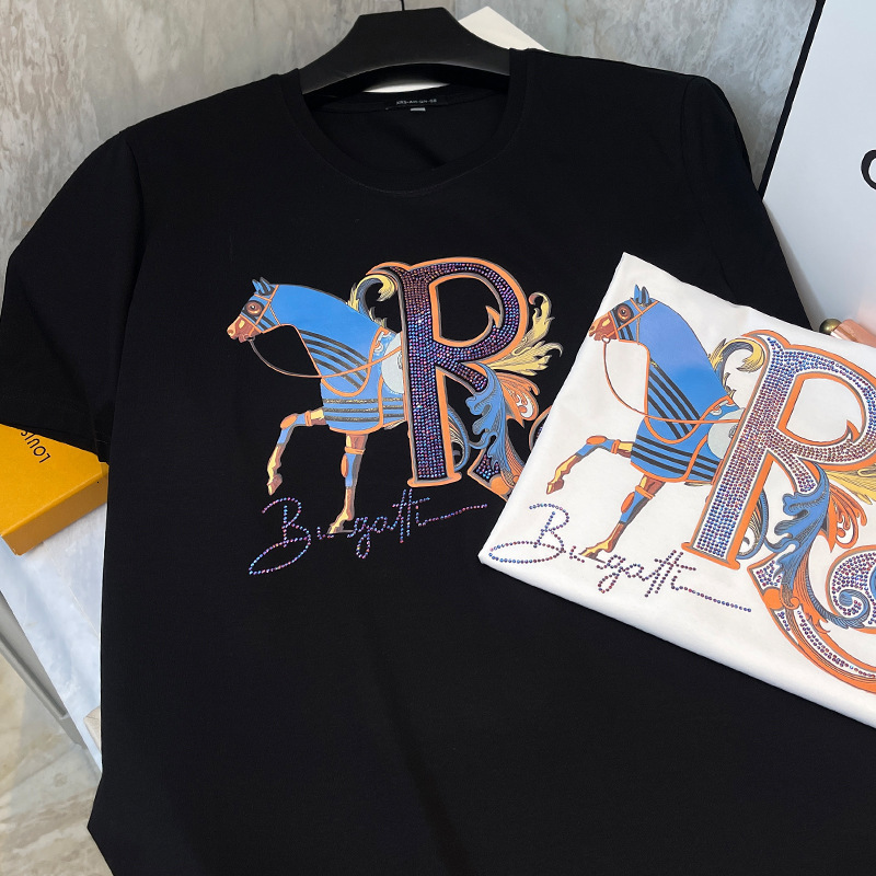 Designer's New Trendy, Versatile Simple And High-end Men's Short-sleeved T-shirt For Summer Plain-colored Cotton Fabric Breathable And Cool 