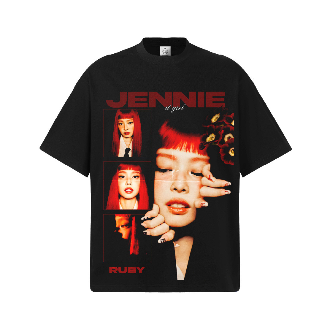 2026 washed T-Shirt Jennie Digital Direct Print 230g Snowflake Heavyweight Drop Shoulder Loose Fit Couple Short Sleeve - view 4