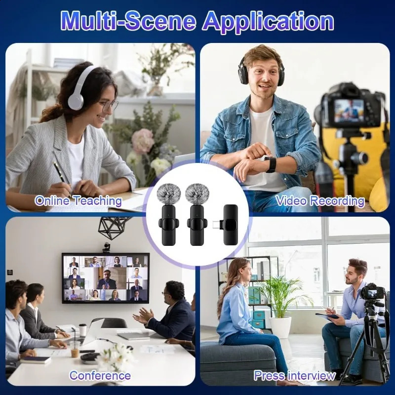 Wireless Lavalier Microphone for iPhone Android Mini Mic with Noise Cancellation Wireless Mic for Video Recording Interview Pod 260811 - view 6