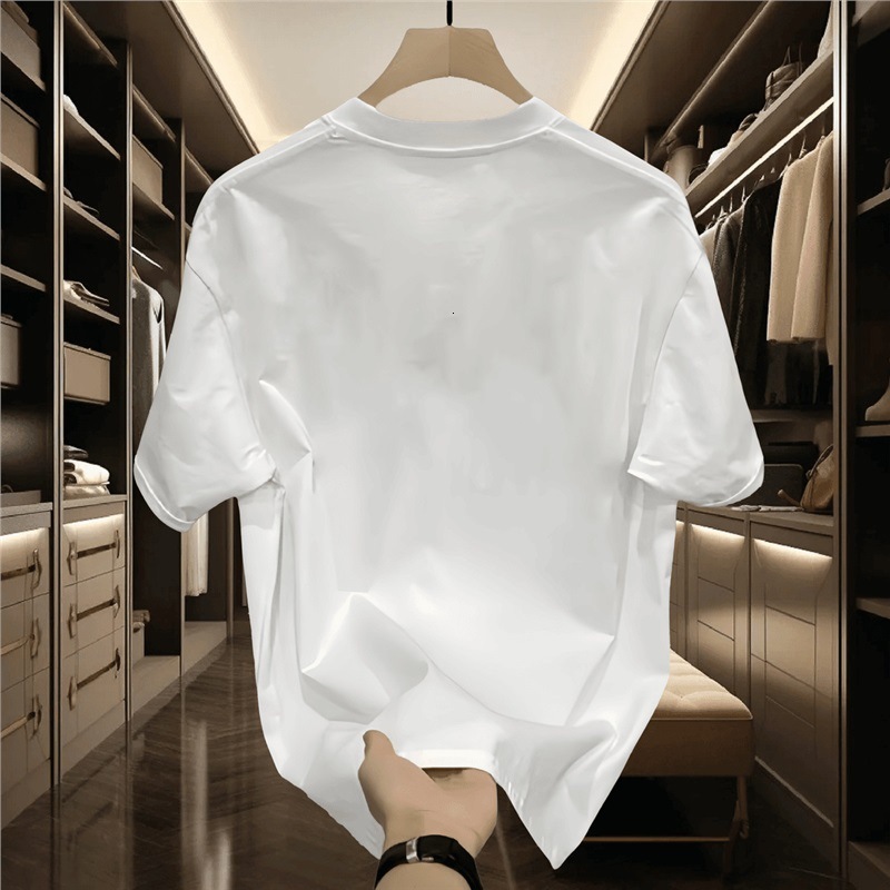 The Designer's New Minimalist And Versatile Summer Style Korean-style Men's Short-sleeved Pure Cotton Round-neck High-end White T-shirt For  - view 4
