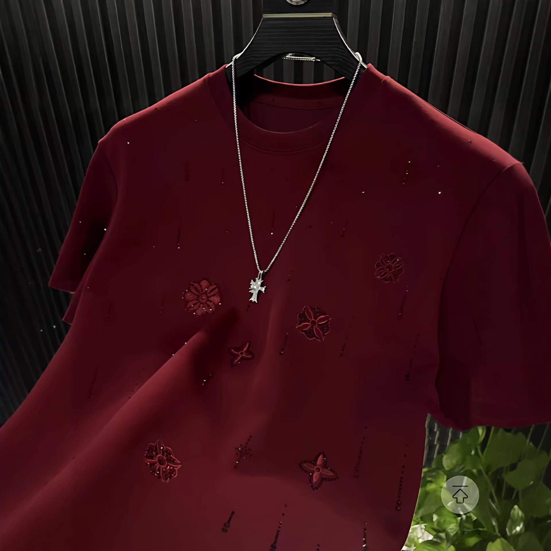 Designer's New Simple Daily Men's New Elegant Floral Round Collar Short-sleeved T-shirt With High-end Diamond Decoration Fashion Men's 