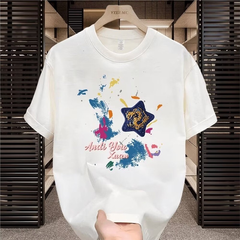 The Designer's New Minimalist And Versatile Summer Style Korean-style Men's Short-sleeved Pure Cotton Round-neck High-end White T-shirt For  - view 3