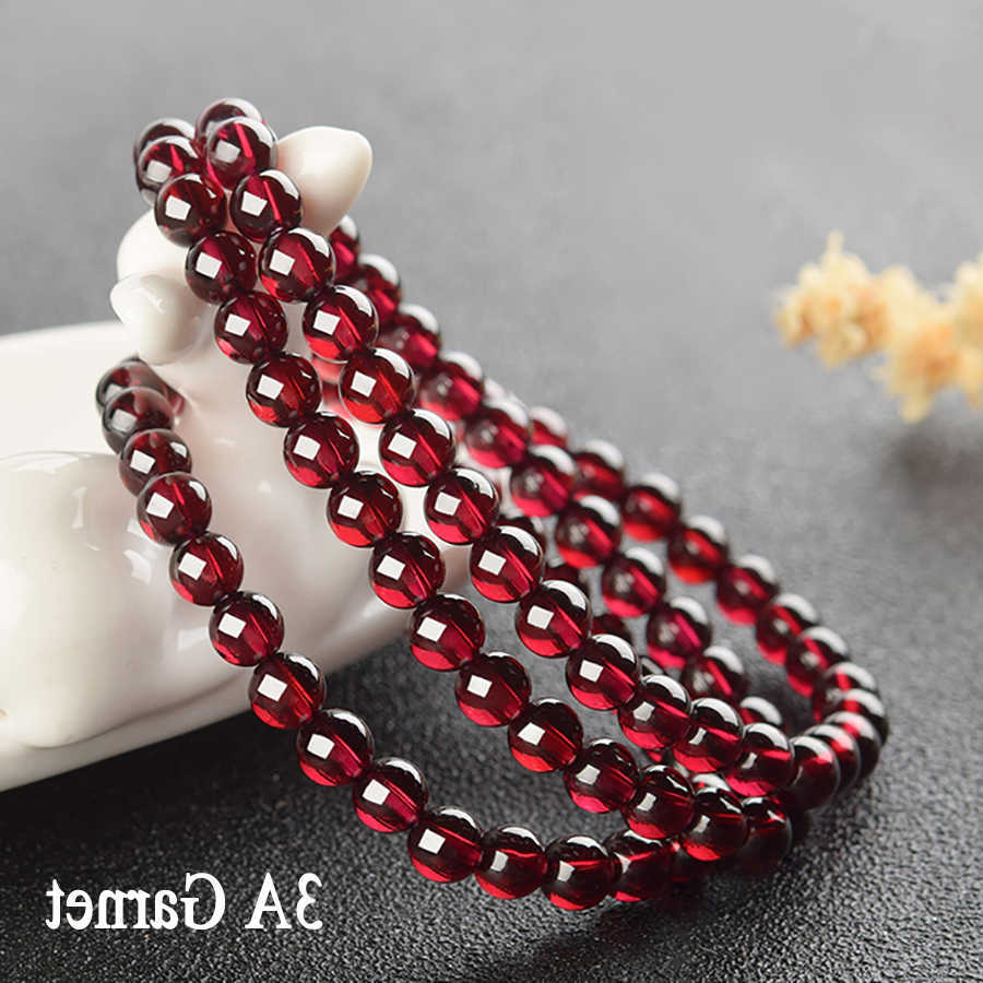 Stone Garnet Natural Femme 5A Real Wine Red Bead Charm Bracelet Women Lucky Energy Healing Jewelry Valentine's Day Gift Bangle L260812