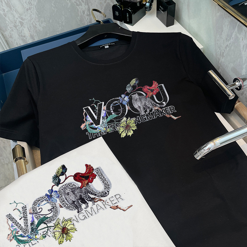 High-end Trendy Brand Men's Short-sleeve T-shirt With Letter And Floral Creative Patterns Niche Design Sophisticated And Unique Fashion Tee - view 4
