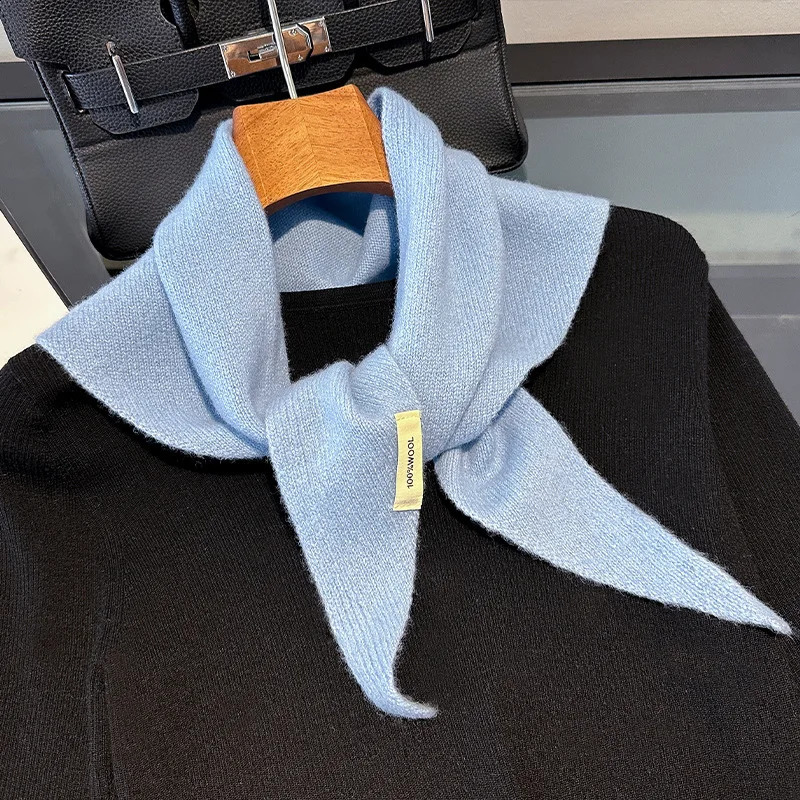 100% Wool Winter Scarf For Women Long Warm Cashmere Scarves Hijab Solid Lady Shawl Wrap Female Pashmina Bandana Head Scarfs 260810 - view 7