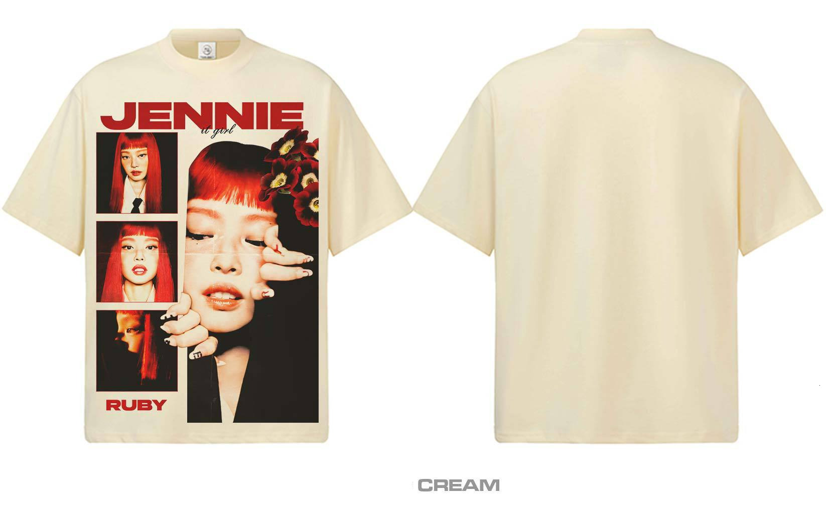 2026 washed T-Shirt Jennie Digital Direct Print 230g Snowflake Heavyweight Drop Shoulder Loose Fit Couple Short Sleeve - view 9