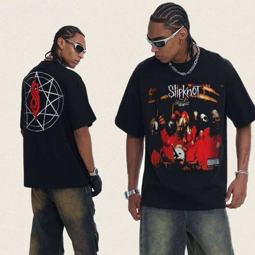 2026 washed T-Shirt Summer New Slipknot European and American High Street Combed Cotton Heavy Knit Round Neck Short Sleeve Men's Top - view 3