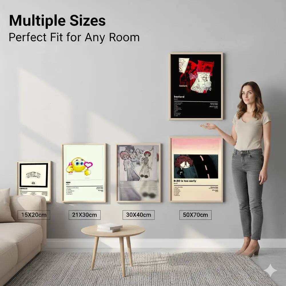 B-bunii Album Cover Painting Calligraphy Vintage Aesthetic Poster Canvas Print Trendy High-Fashion Wall Decor 26Y0812 - view 7