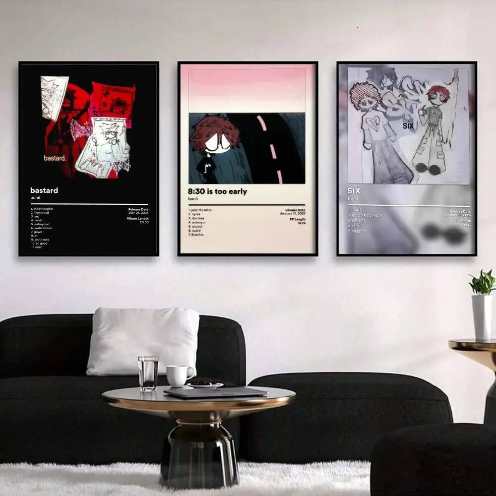 B-bunii Album Cover Painting Calligraphy Vintage Aesthetic Poster Canvas Print Trendy High-Fashion Wall Decor 26Y0812 - view 3