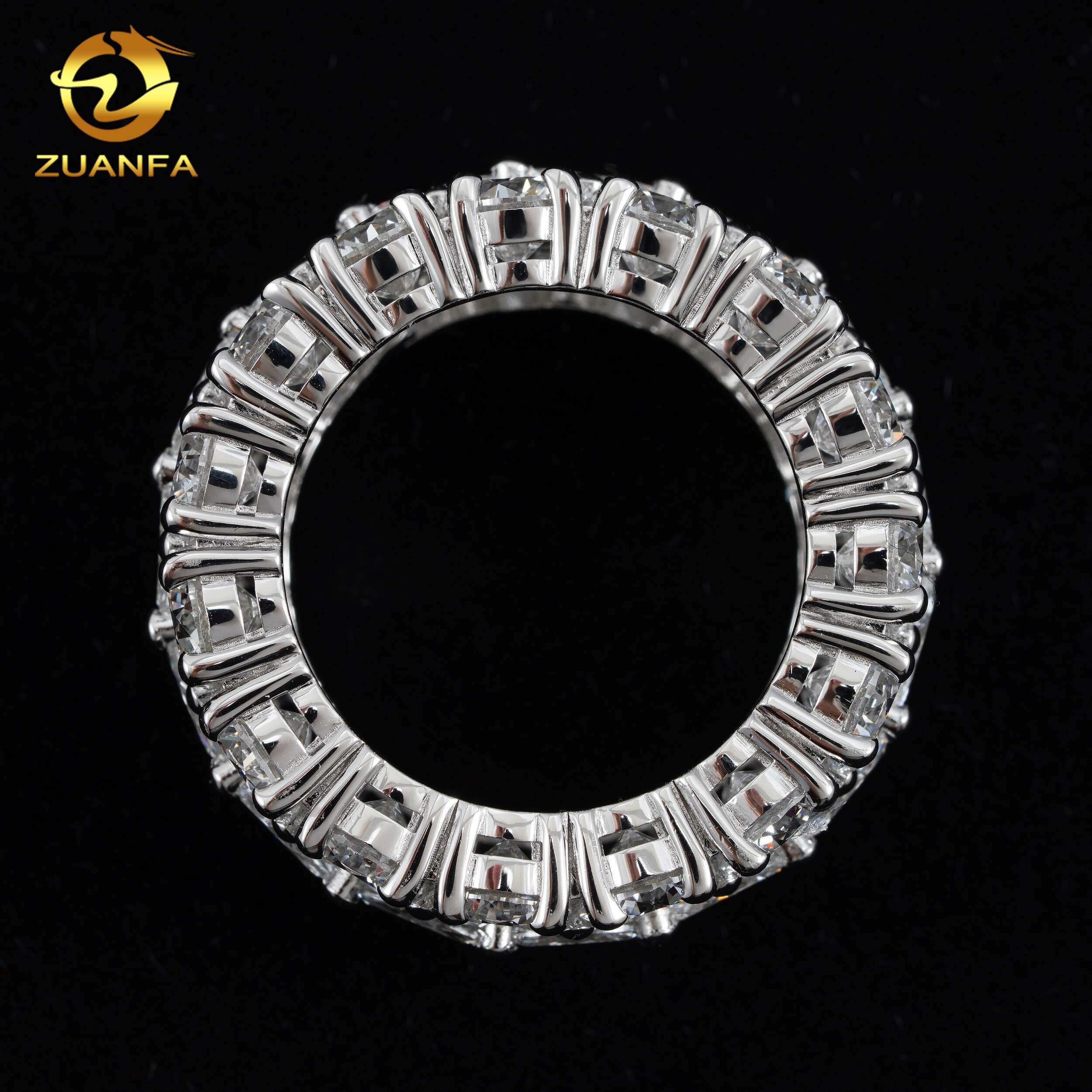 Deluxe Lab Grown Diamond Ring for Men Hip Hop Jewelry 925 Silver Lab Diamond Wedding Band Ring - view 4