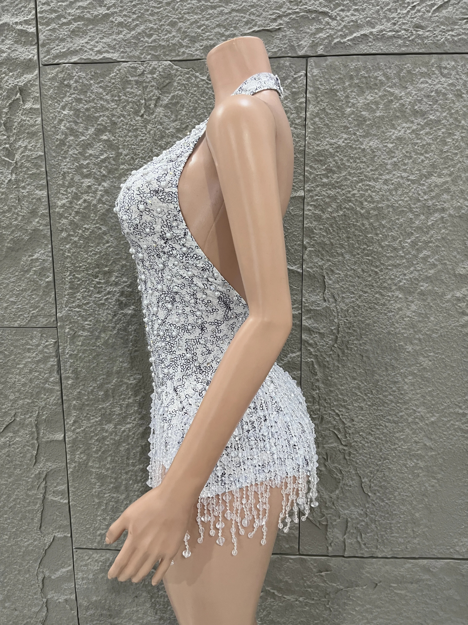 Opulent Deep V Neck Backless Performance Dance Costume Sparkly Rhinestones Pearls Bodysuit Dancer Stage Wear Club Outfit 260812 - view 6