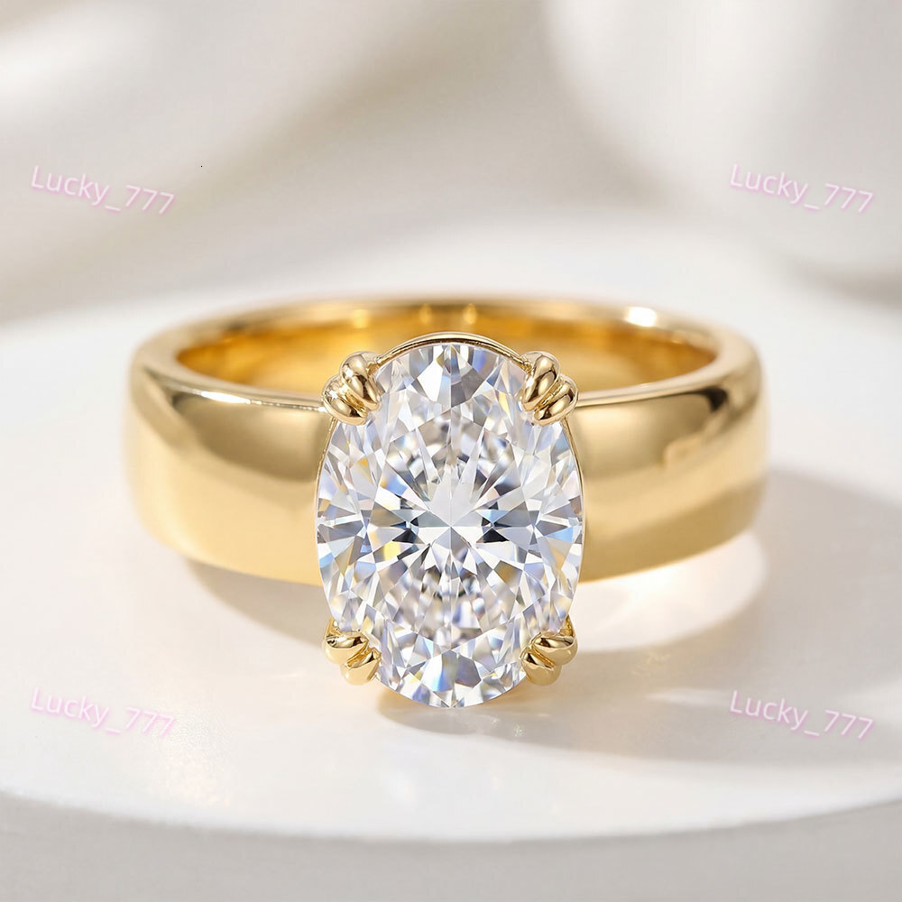 Classic Oval Lab Grown Diamond Engagement Ring 10k/14k/18k Solid Gold 4.5ct D Color IGI Certified Fancy Vivid Luxury Ring - view 3