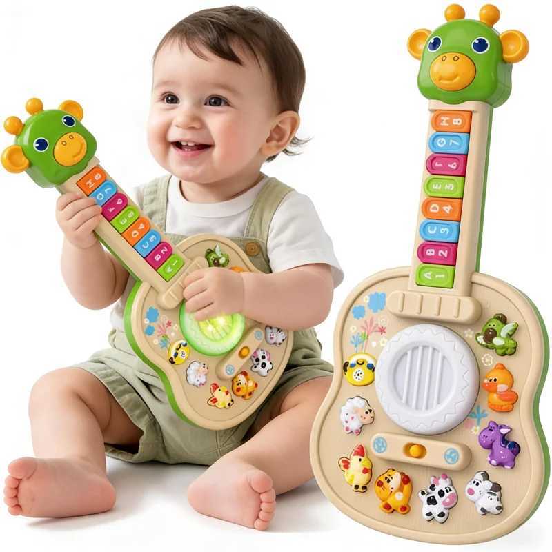 Children's Electronic Guitar Baby Piano with Animal Sounds Color Recognition Lights Melodies Educational Toy Green Giraffe C2601016 - view 3