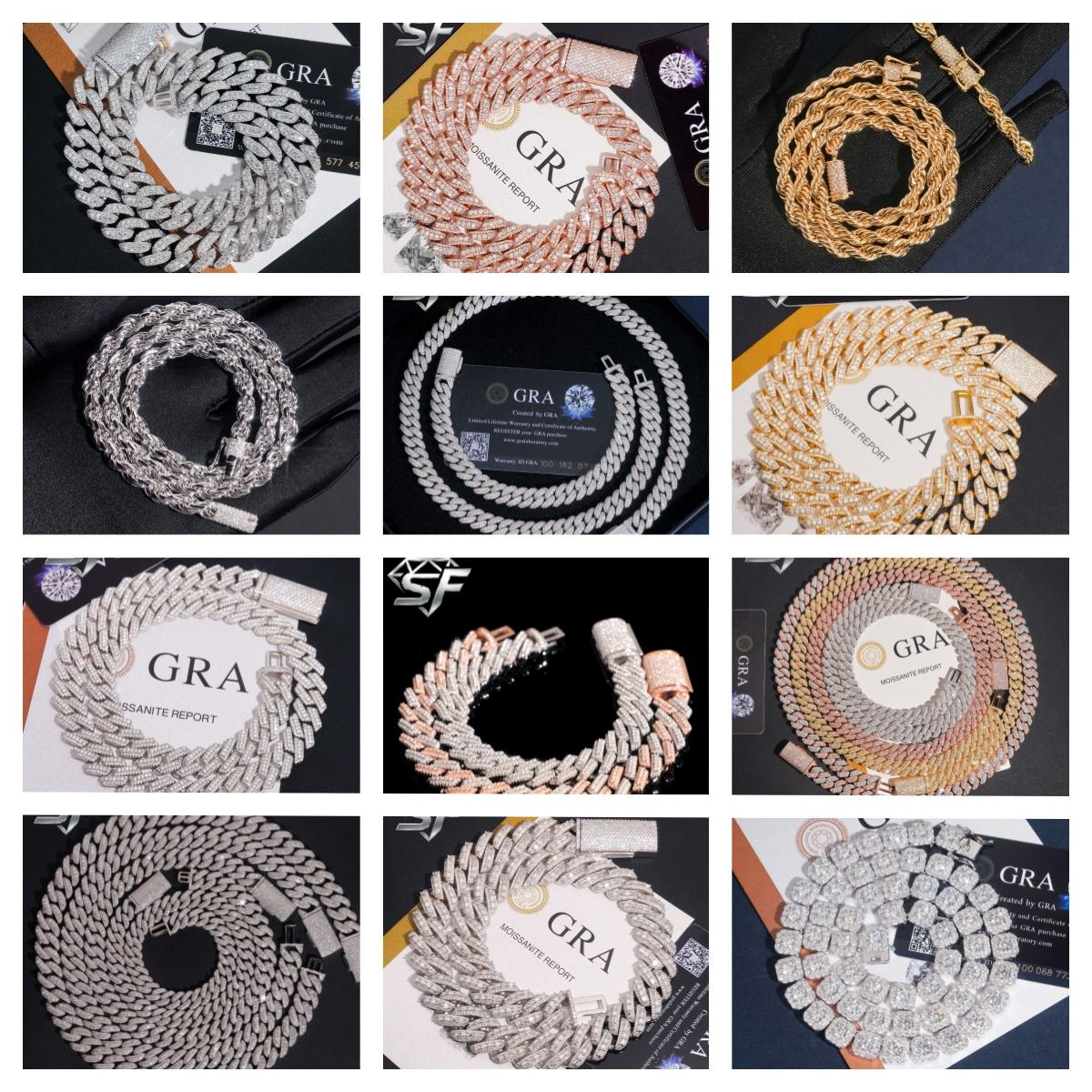 SF VVS Moissanite 8MM Raised Cuban Link Chain Rose Gold Plated Iced Out Sterling Silver Nickel-Free Lead-Free Hip Hop Jewelry - view 4