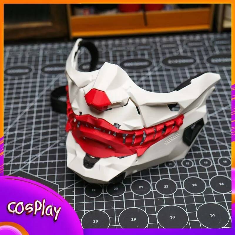 3D Printed Cyber Punk Joker Half Face Horror Cosplay Coser Prop Masquerade Mask For Adult Halloween Party Costume Accessory 26Y0813