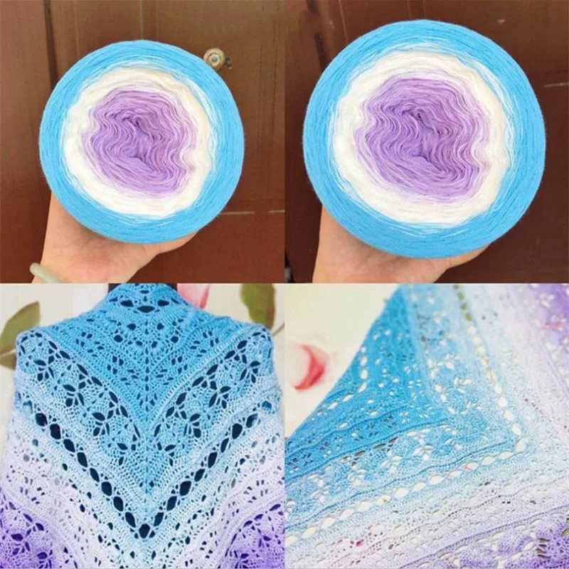 300g 100% Organic Cotton Blend Yarn spring/summer Cake yarn Gradient Color Crochet shawl blanket DIY Hand-woven Yarn XJ07 L260812 - view 3