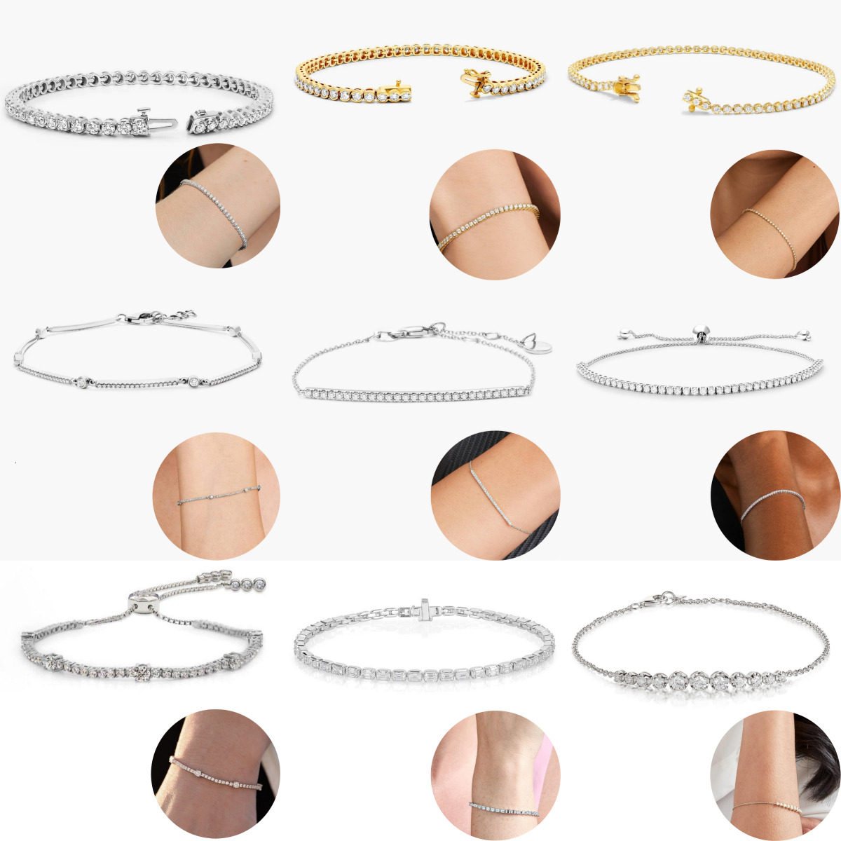 IGI Certified CVD Hpht Lab Grown Diamond Tennis Bracelet Chain Necklace in 10k 14k 18k Solid Gold Four Prong 3mm 4mm 5mm - view 5