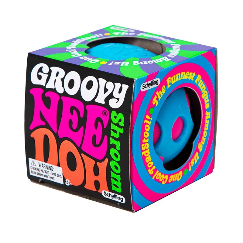 Needoh Groovy Shroom Squishy Fidget Retro Mushroom Soft Stress Ball Non-toxic Anxiety Relief Calm Down Desk Accompany Toy 26L0813 - view 4