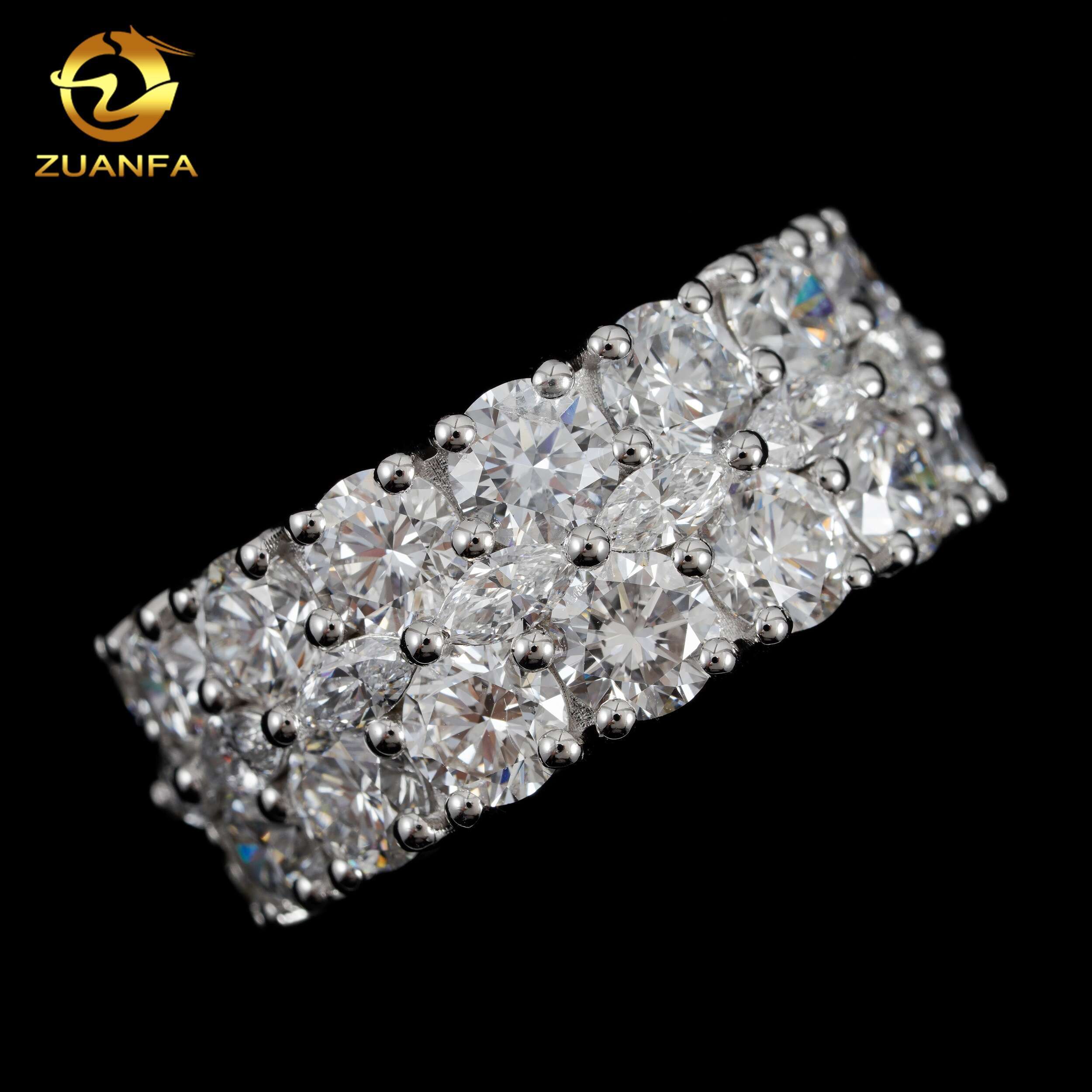 Deluxe Lab Grown Diamond Ring for Men Hip Hop Jewelry 925 Silver Lab Diamond Wedding Band Ring - view 5