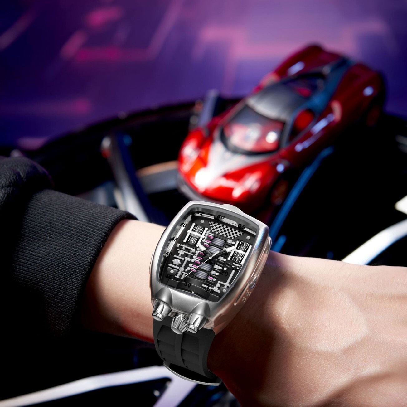 Unique Hot Selling Alien Y2k Quartz Mens Transparent Hollow Punk Special Jacob Creative Design Men Watch AAA Clock 26L0813