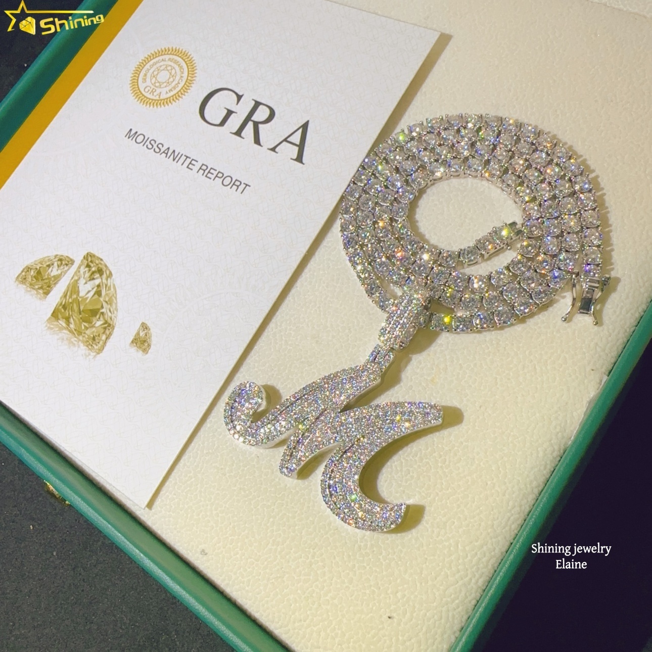 High Quality Iced Out Hip Hop Jewelry VVS Moissanite Diamond Rapper Custom Fashion Letter Pendant - view 6