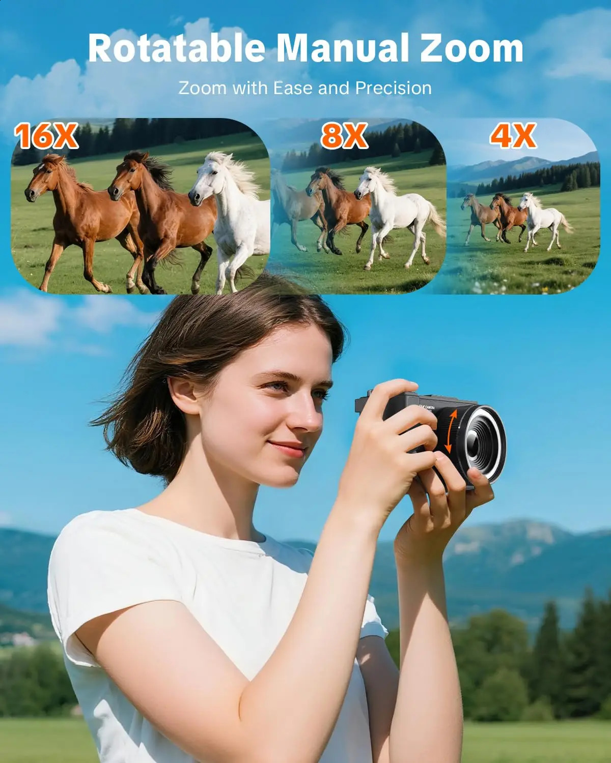 4K Digital Camera for Pography 4k with Ring Light180° Flip Screen Vlogging BeauTY Mode Point and Shoot Cameras y260821 - view 8