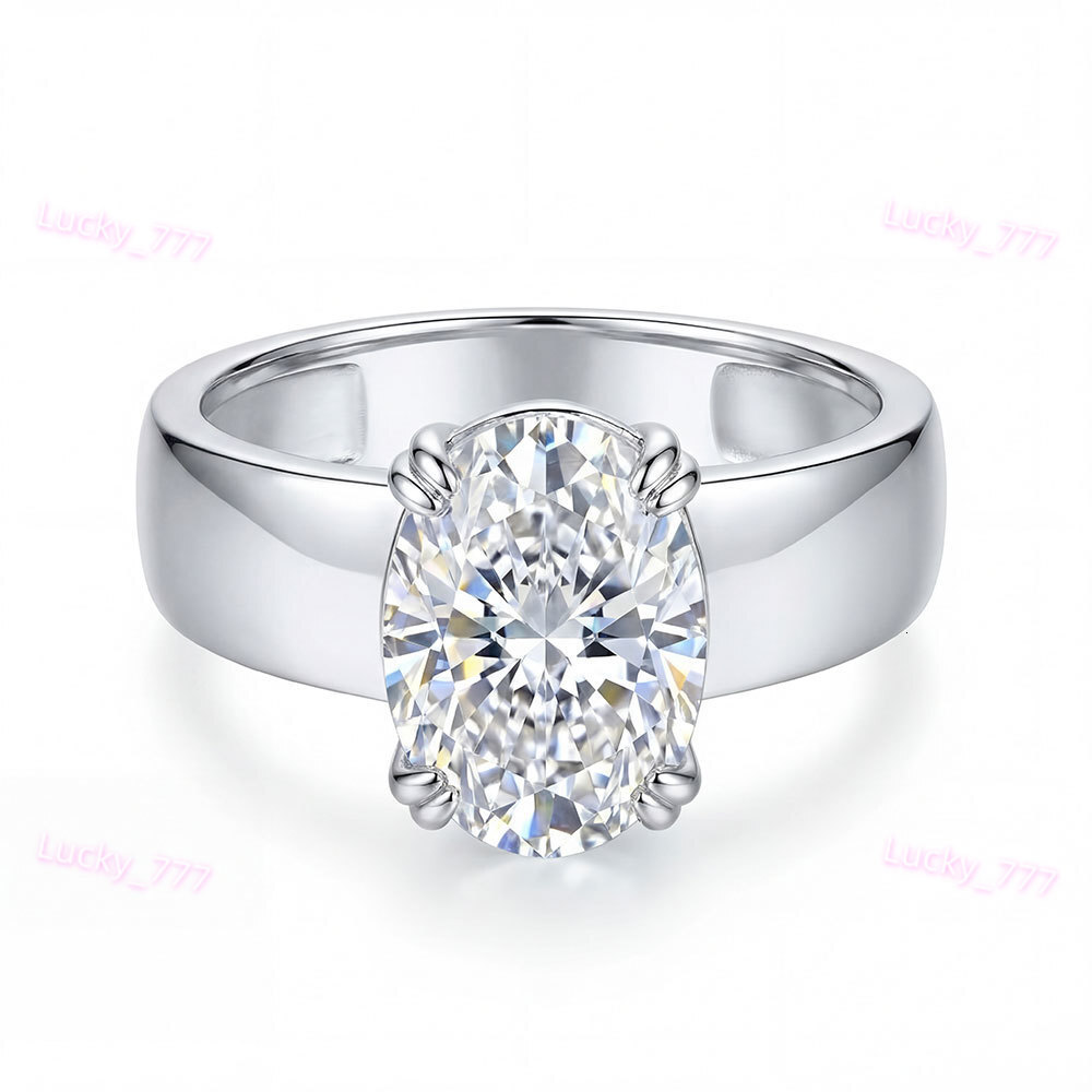 Classic Oval Lab Grown Diamond Engagement Ring 10k/14k/18k Solid Gold 4.5ct D Color IGI Certified Fancy Vivid Luxury Ring - view 4