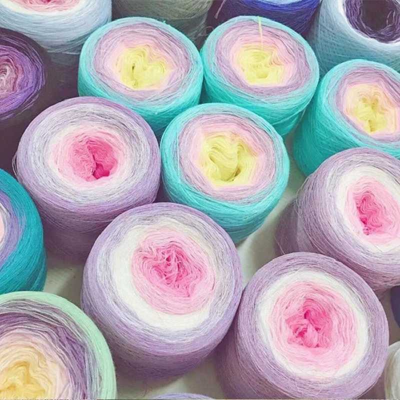 300g 100% Organic Cotton Blend Yarn spring/summer Cake yarn Gradient Color Crochet shawl blanket DIY Hand-woven Yarn XJ07 L260812 - view 4