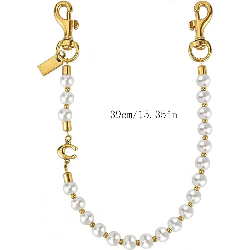Pearl Purse Chain Charm Keychain for Women Detachable Handbag Strap with Letter C Charm Fashion Bag Accessories Gifts 260812 - view 6