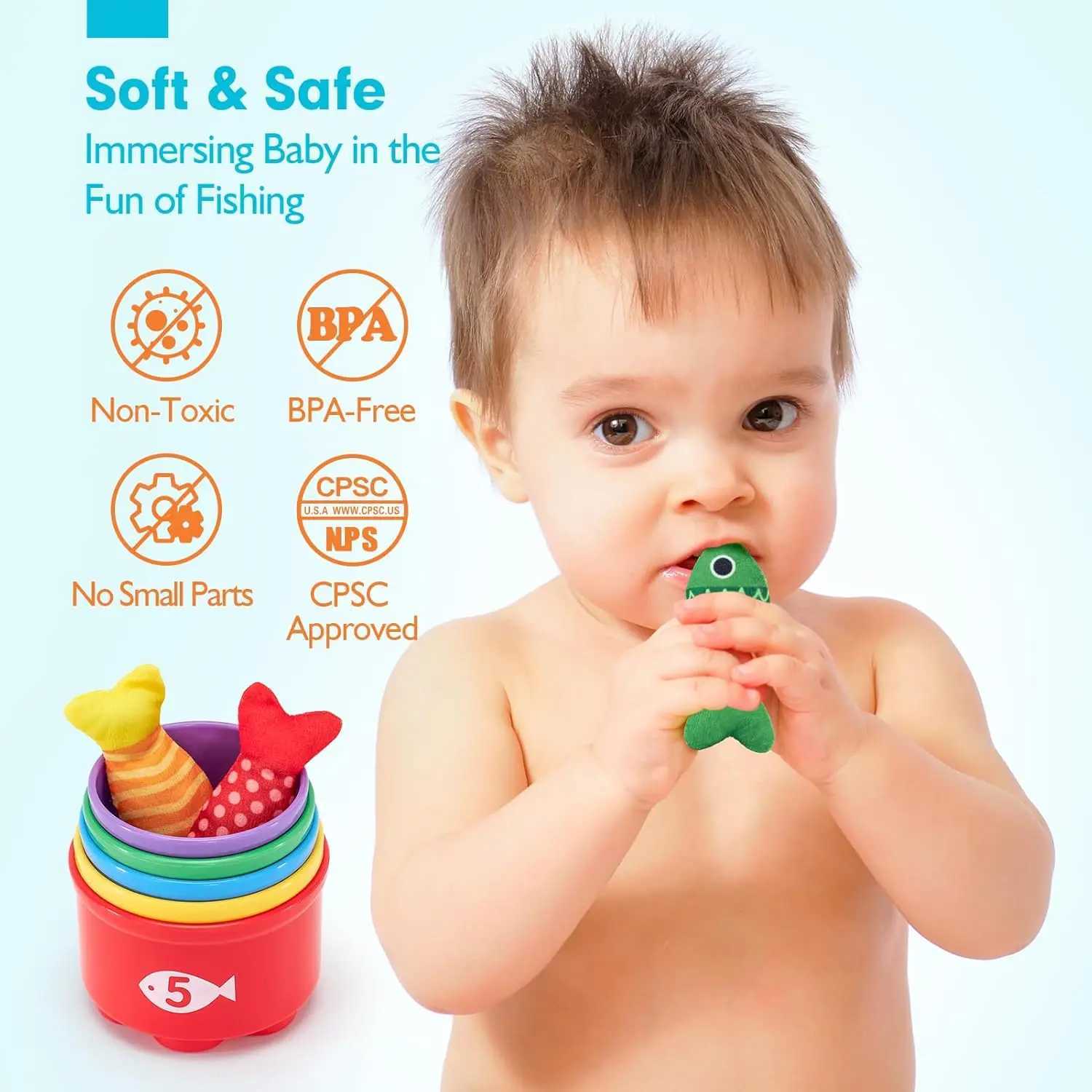 Cloth Fishing Game Set Toddler Toys Montessori Toys for Boy Girl Birthday Gift Stacking Cups Number Color Shape Learning Toy Kid Z260812 - view 7
