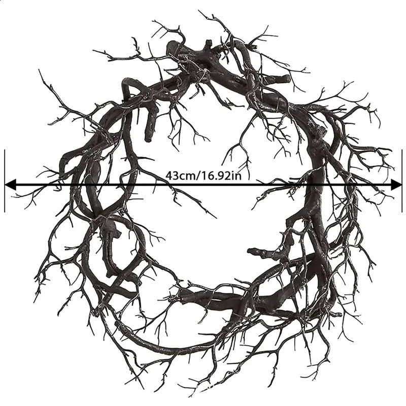 Halloween Decoration Wreath Black Branch with spider LED Strings light Battery Powered for Party Home Front Door Wall Decor 260811 - view 6