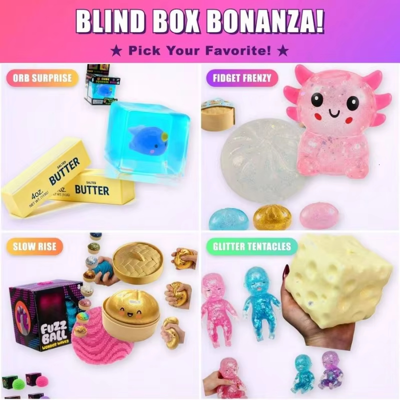 Mystery Blind Box Random Squishy Squeeze Fidget Cute Sensory Stress Relief Anxiety Toy Gift for All Ages 26L0813