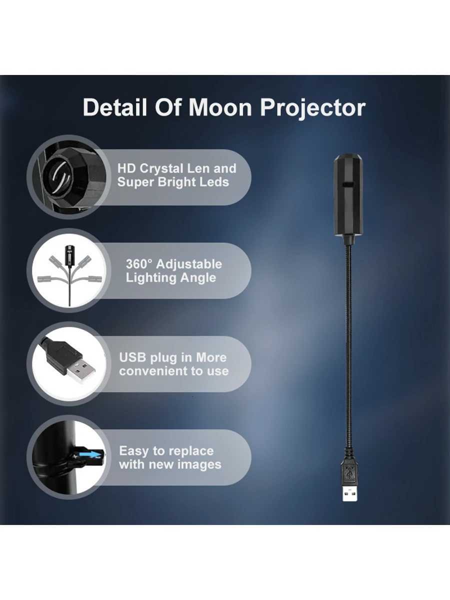 USB Powered LED Starry Night Projection Light 3610 Replaceable Planetary Projectors 360 Rotation Portable With Ceiling Photo Background Decoration Su  - view 7