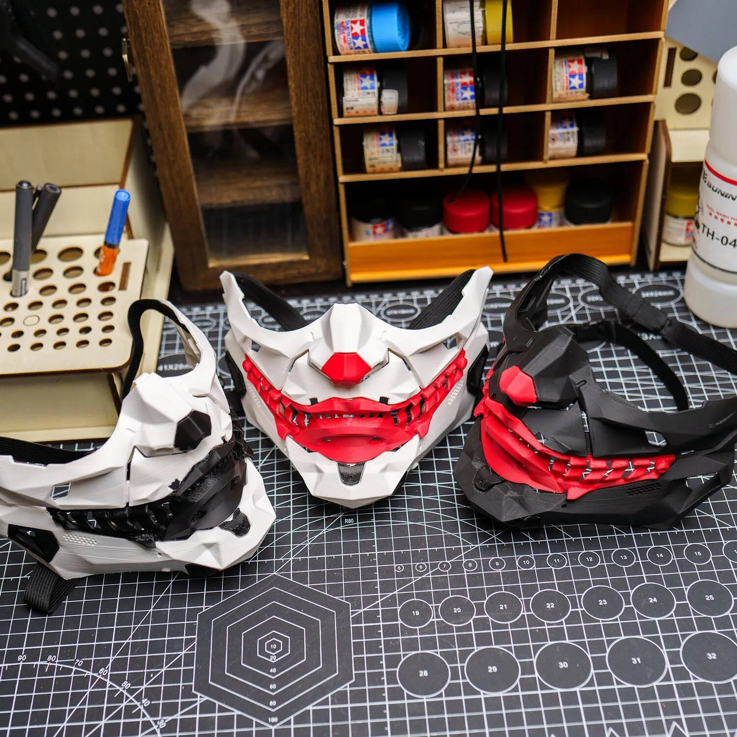 3D Printed Cyber Punk Joker Half Face Horror Cosplay Coser Prop Masquerade Mask For Adult Halloween Party Costume Accessory 26Y0813
