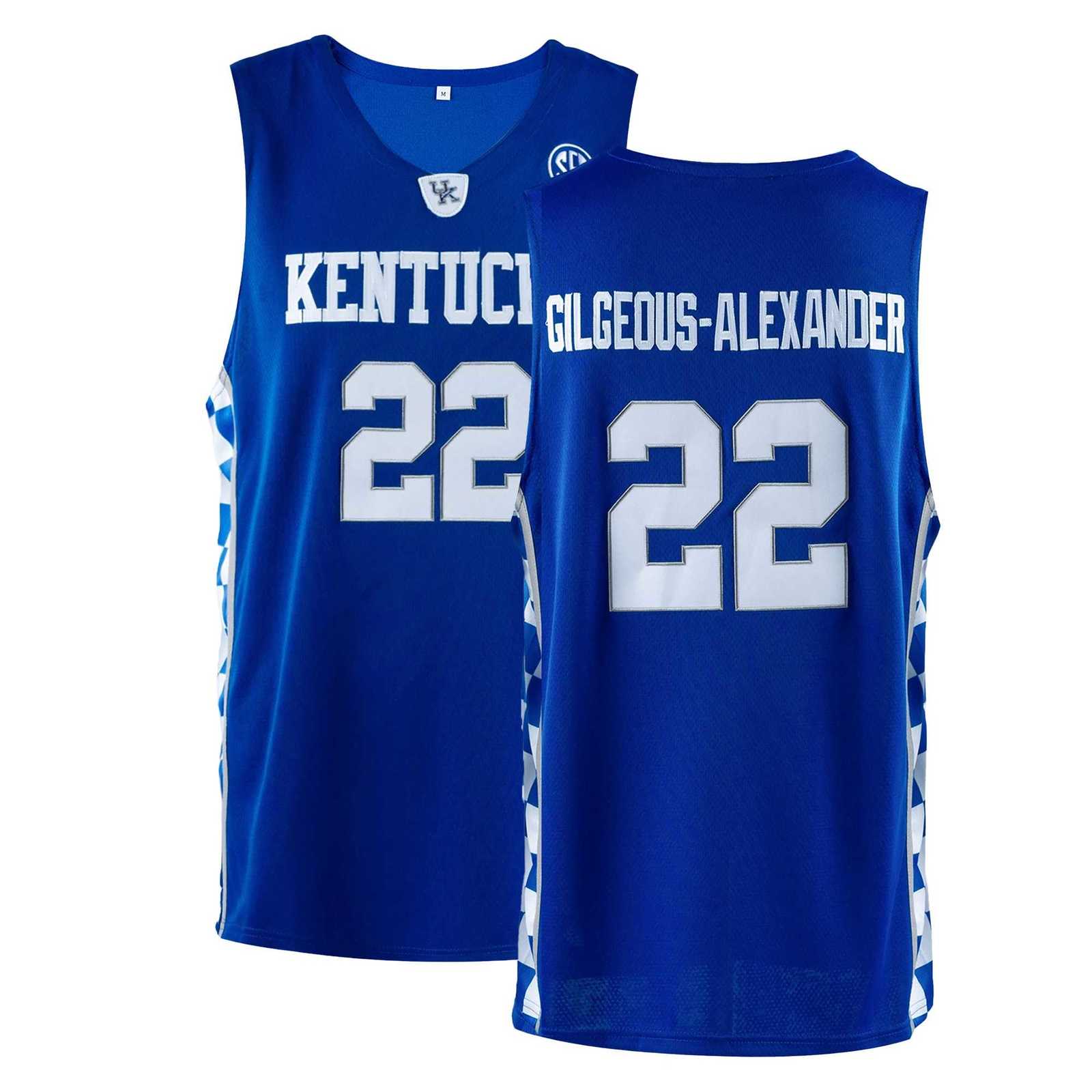 Men's #22 GilgeousAlexander Kentucky Basketball Jersey Lettered Embroidered Sleeveless College Basketball Uniform SGA Fan Jersey for Game Day X26 - view 4