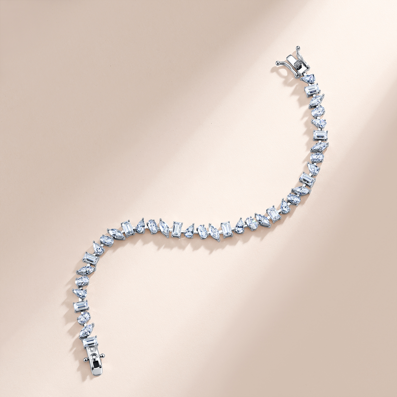 11.4-13.7 CTW S925 Sterling Silver Mixed Cut Moissanite Tennis Bracelet Marquise Pear & Baguette Stones For Women - view 4