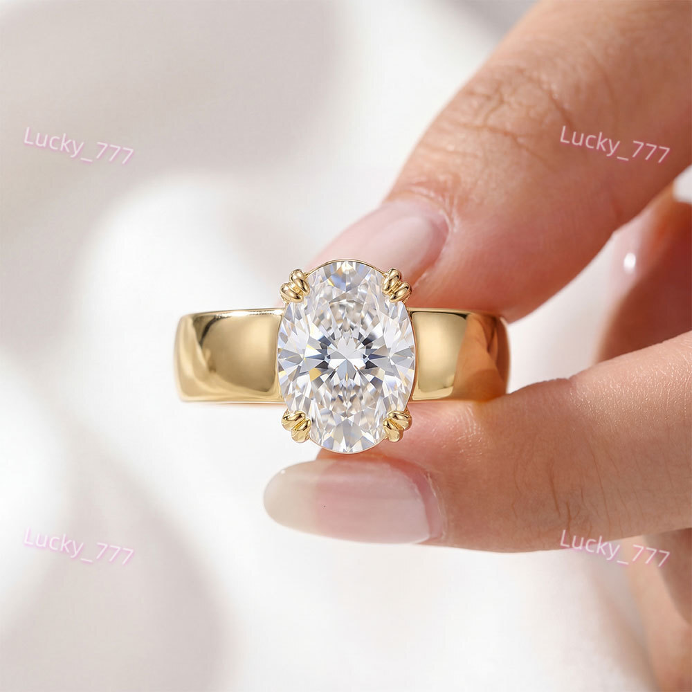 Classic Oval Lab Grown Diamond Engagement Ring 10k/14k/18k Solid Gold 4.5ct D Color IGI Certified Fancy Vivid Luxury Ring - view 6