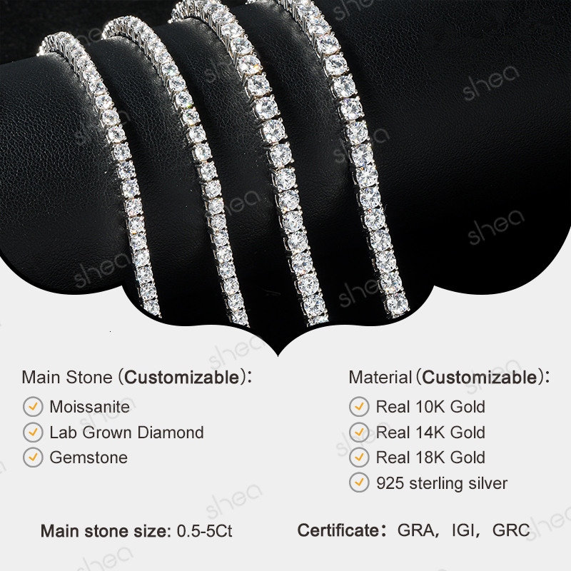 IGI Certified CVD Hpht Lab Grown Diamond Tennis Bracelet Chain Necklace in 10k 14k 18k Solid Gold Four Prong 3mm 4mm 5mm - view 6